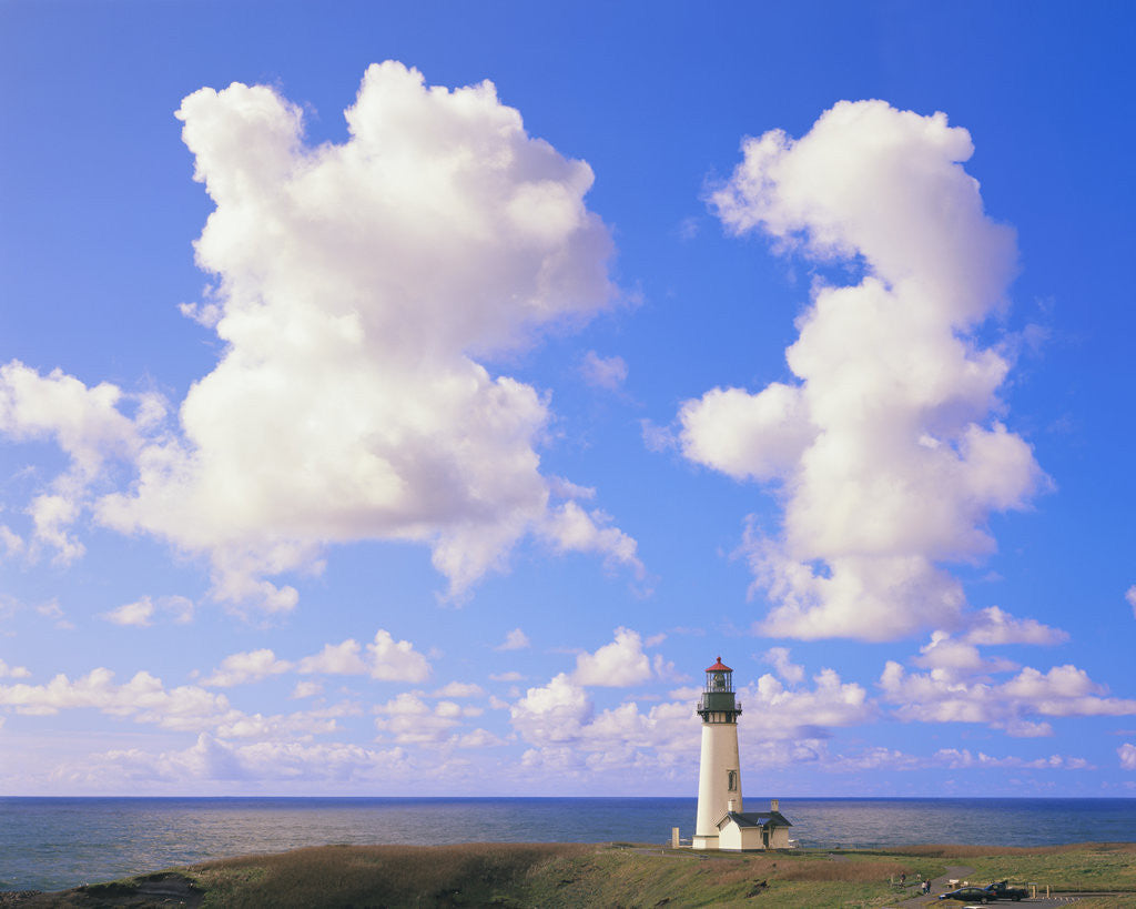 Detail of Yaquina Head Lighthouse and Cloudy Sky by Corbis