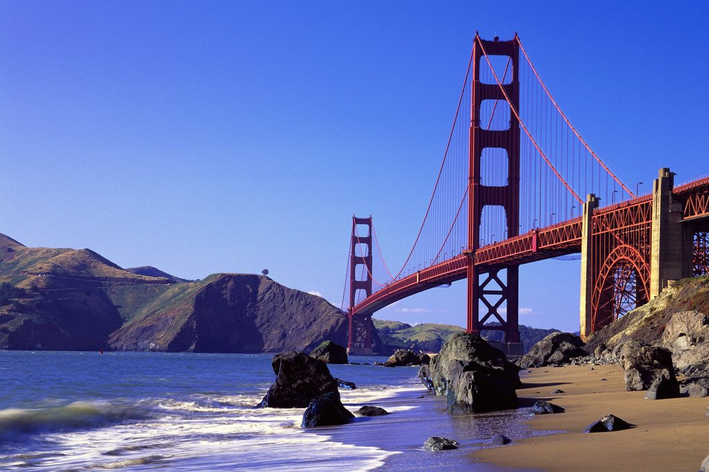 Detail of Beach and Golden Gate Bridge by Anonymous