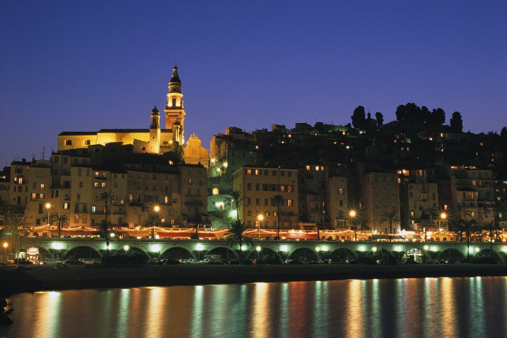 Detail of City Lights Reflected by Harbor by Anonymous