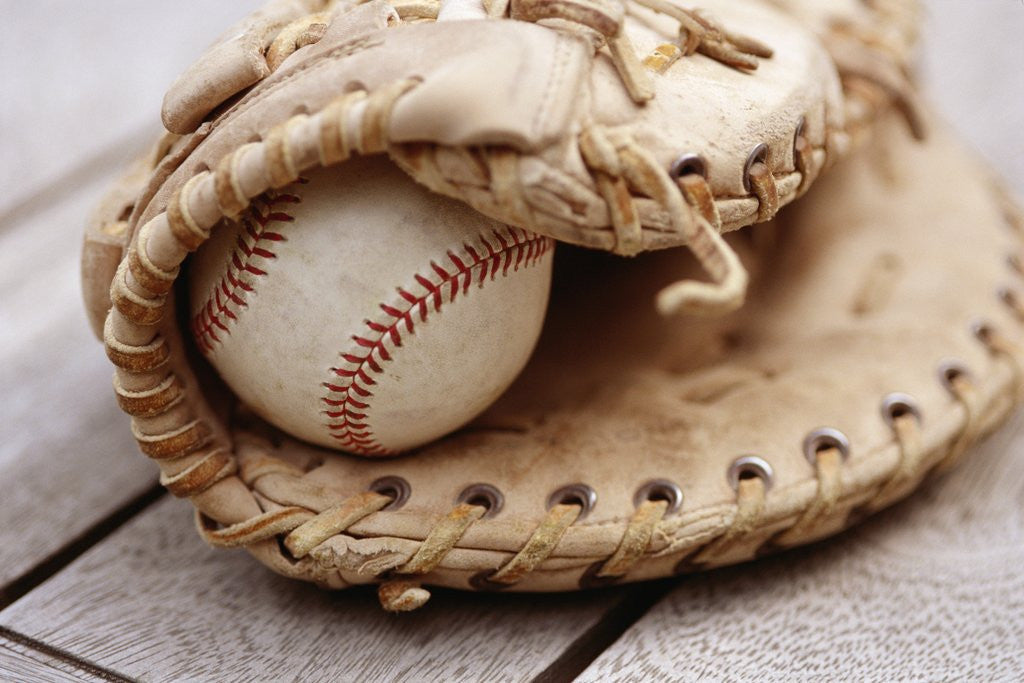 Detail of Baseball and Glove by Corbis