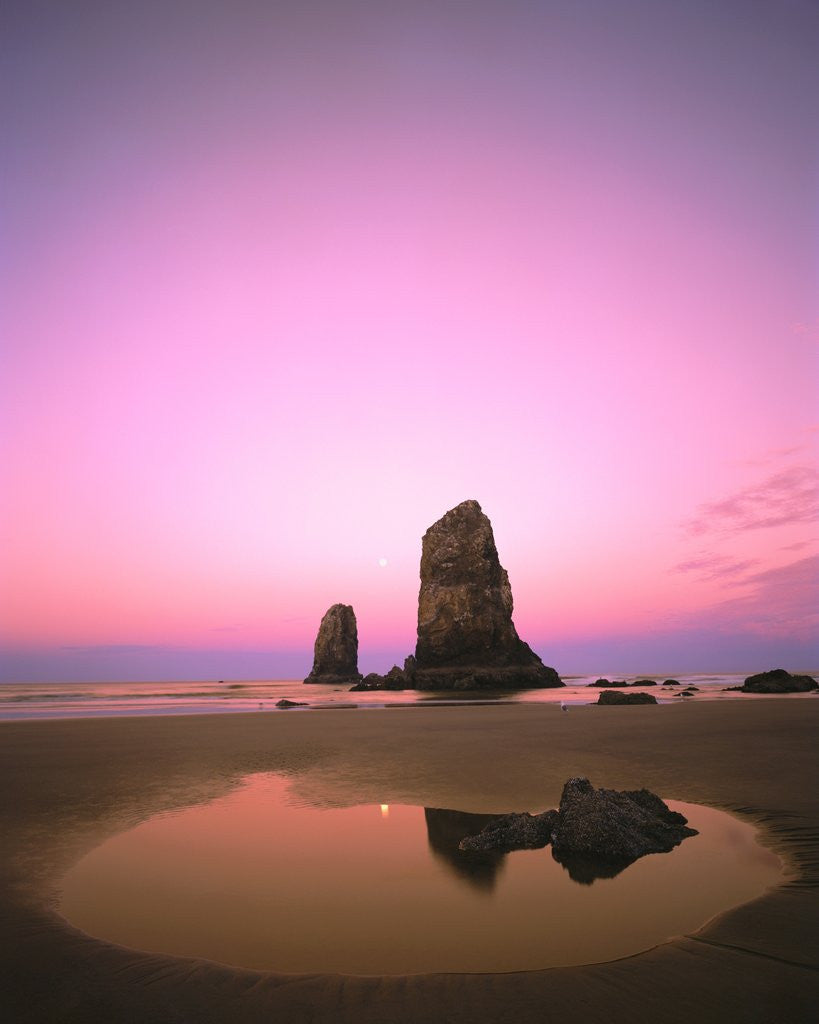 Detail of Dusk Settling over Coastal Rock at Cannon Beach by Corbis