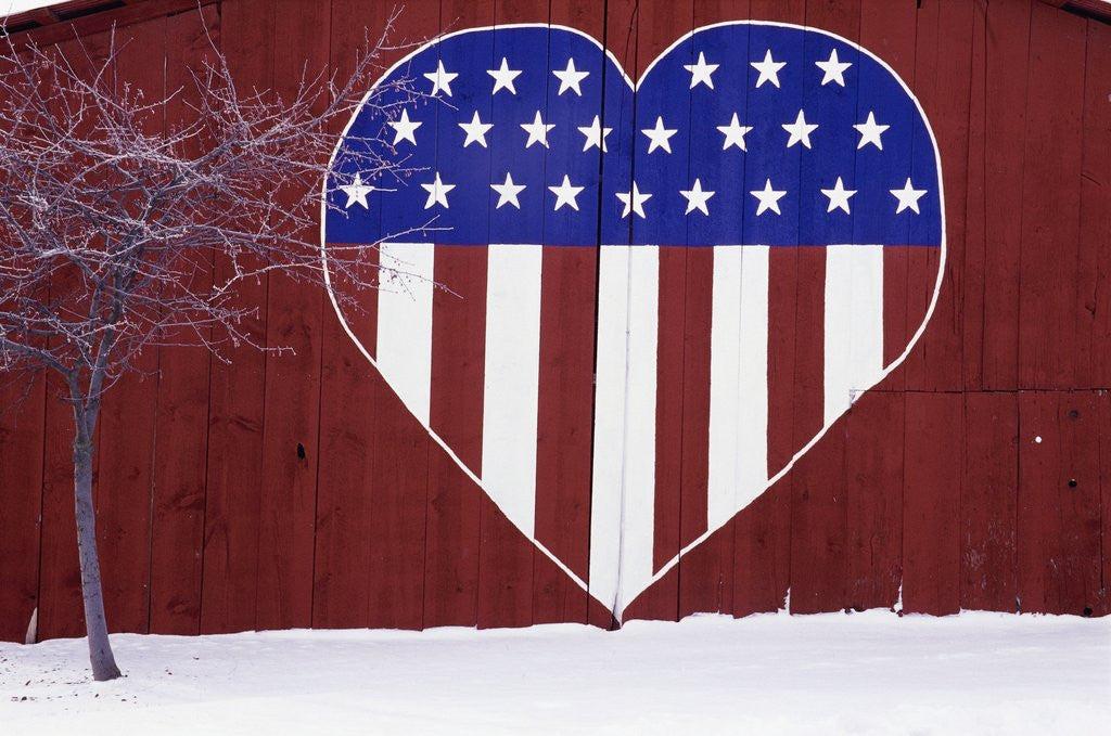 Detail of Heart-Shaped Stars and Stripes by Corbis