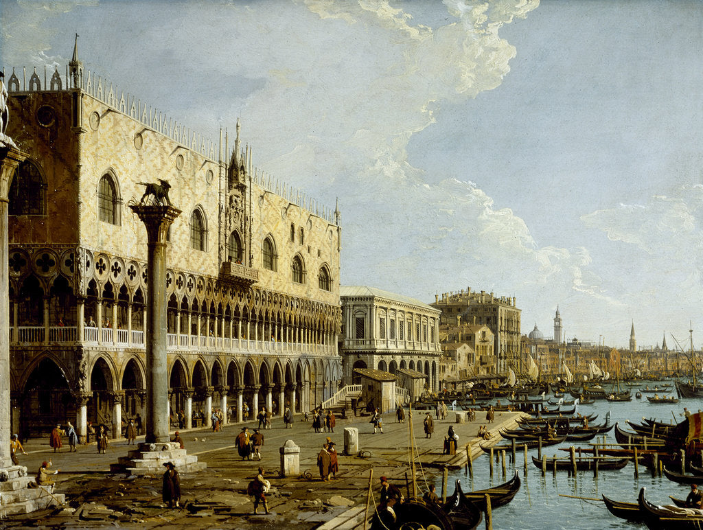 Detail of Venice: a view of the Doge's Palace and the Riva degli Schiavoni from the Piazzetta, c.1729 by Canaletto