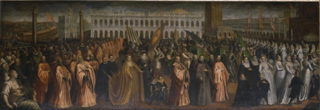 Detail of The Dogaressa Marina Morosini-Grimani leaving Palazzo Grimani for her coronation in the Palazzo Ducale, Venice, 1597 by Andrea Vicentino