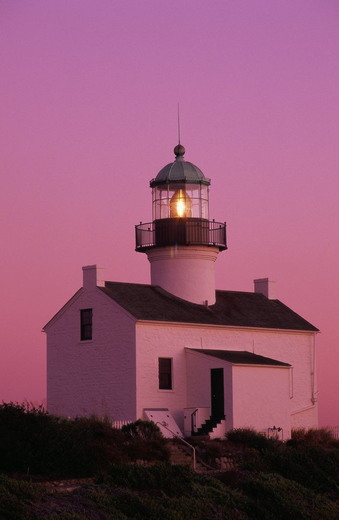 Detail of Lighthouse Against a Pink Sky at Twilight by Anonymous
