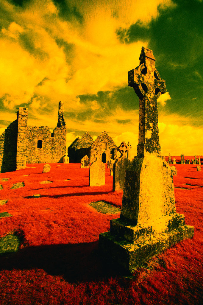 Detail of Stone Crosses and Ruins in a Bizarre Landscape by Anonymous