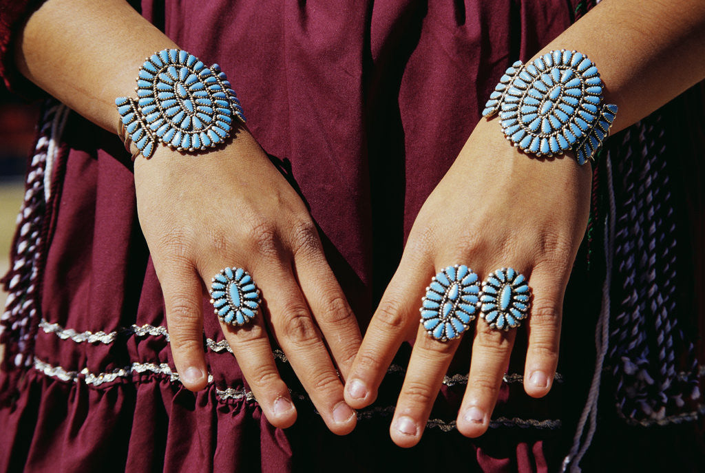 Detail of Turquoise Bracelets and Rings by Anonymous