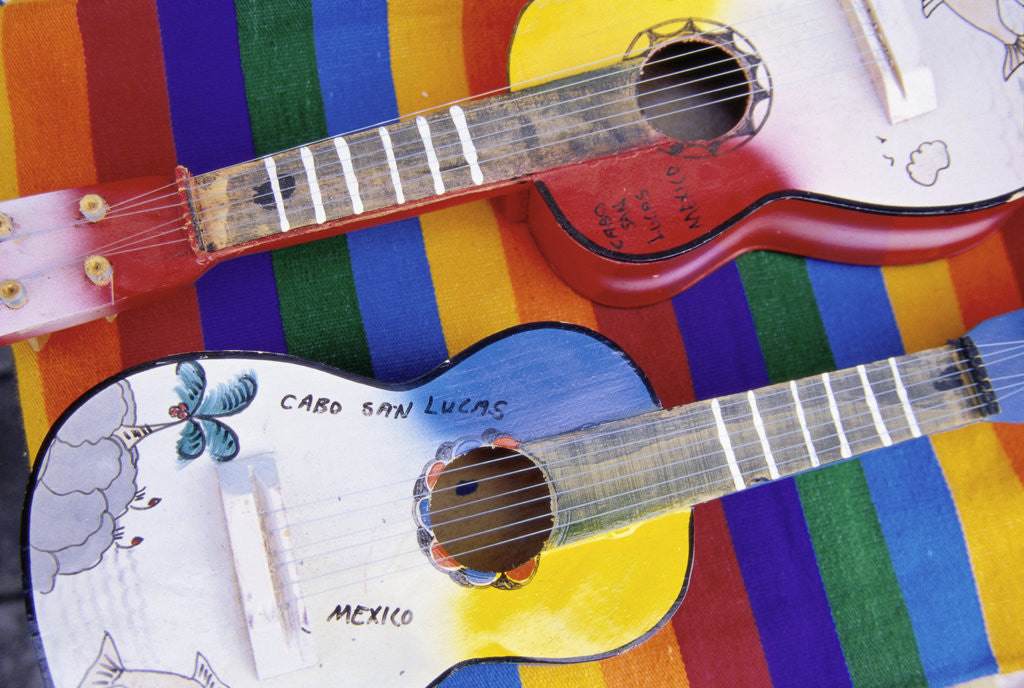 Detail of Colorful Souvenir Guitars by Corbis