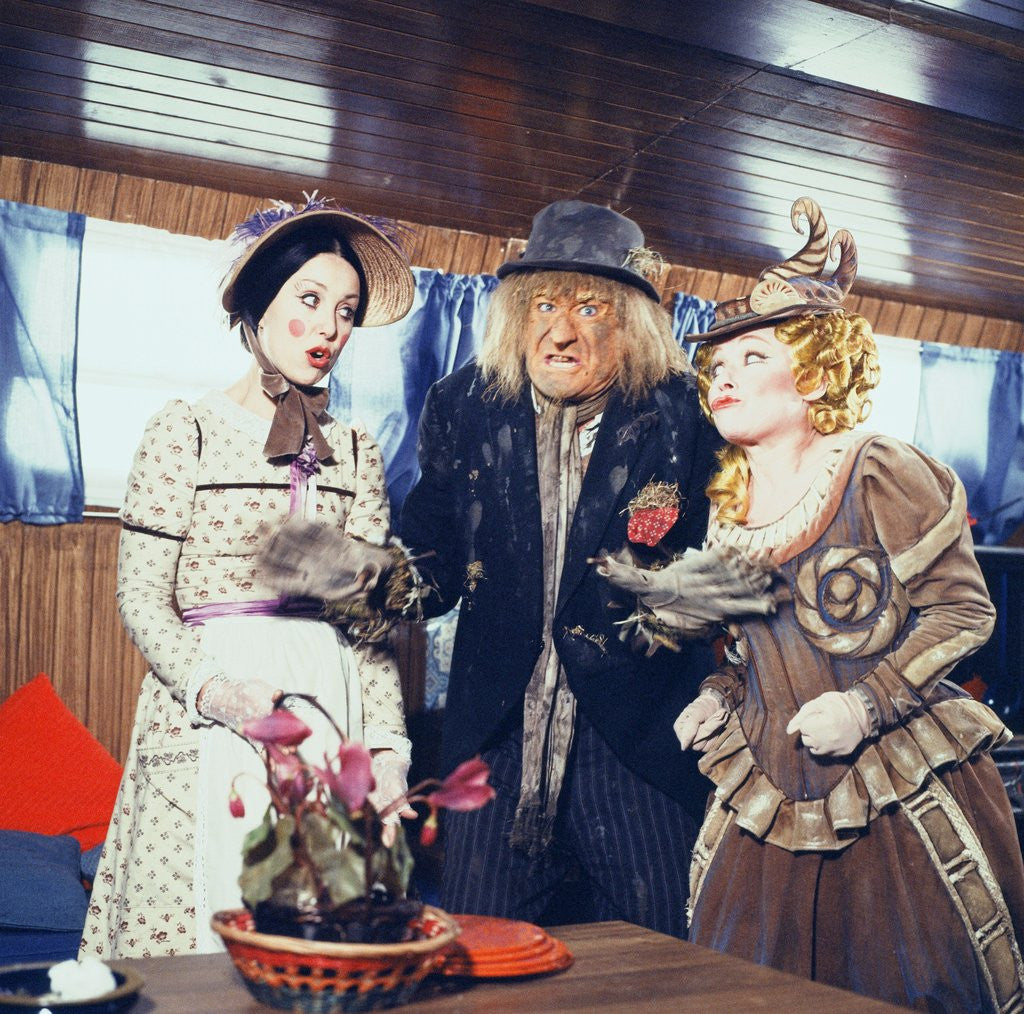 Detail of Una Stubbs as Aunt Sally, Jon Pertwee as Worzel and Barbara Windsor as Saucy Nancy by Anonymous