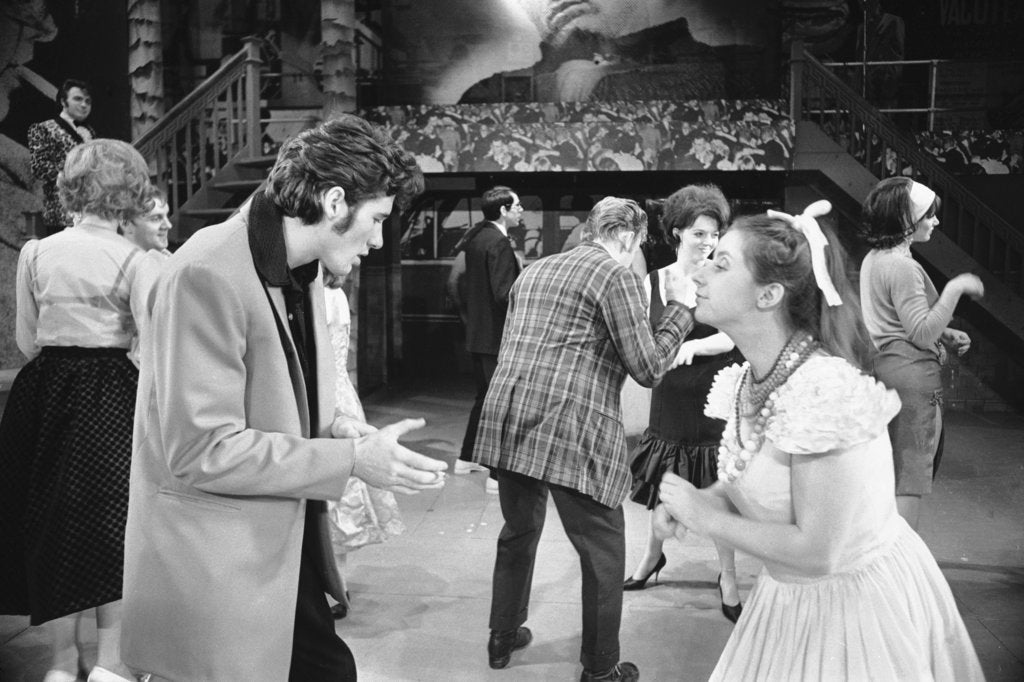 Detail of Richard Gere as Danny Zuko on stage by Morgan