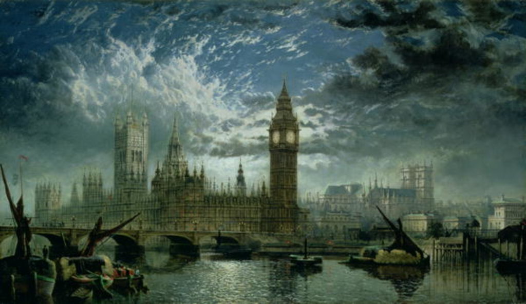 Detail of A View of Westminster Abbey and the Houses of Parliament, 1870 by John MacVicar Anderson