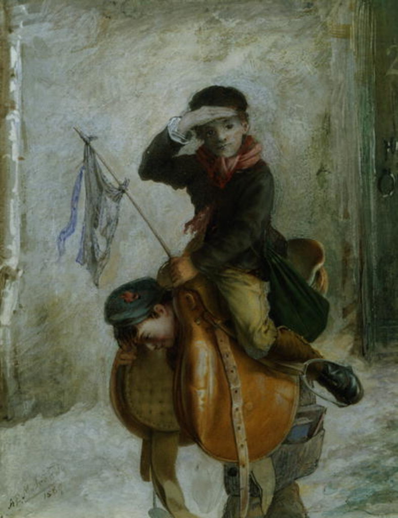 Detail of The Young Cavalryman by Augustus Edward Mulready