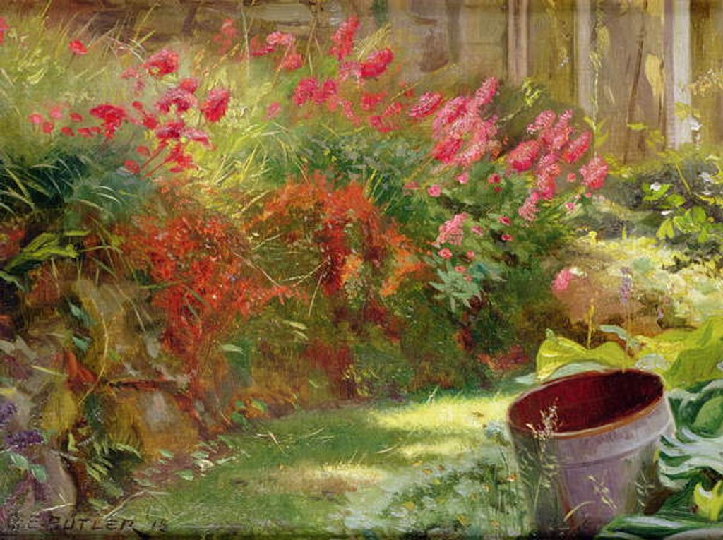 Detail of A Sunlit Garden, 1918 by Charles Ernest Butler