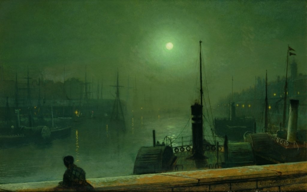 Detail of On the Clyde, Glasgow, 1879 by John Atkinson Grimshaw