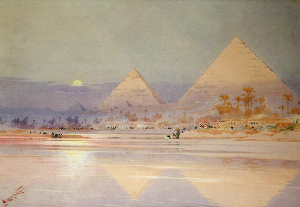 Detail of The Pyramids at dusk by Augustus Osborne Lamplough