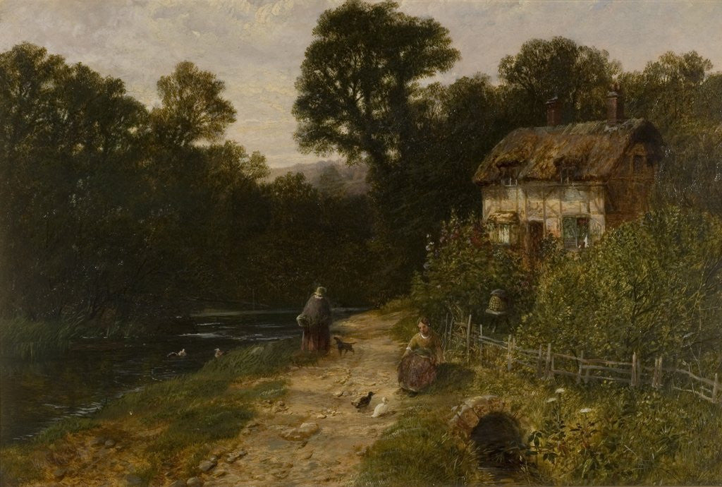 Detail of Landscape with Cottage and Figures by George Vicat Cole