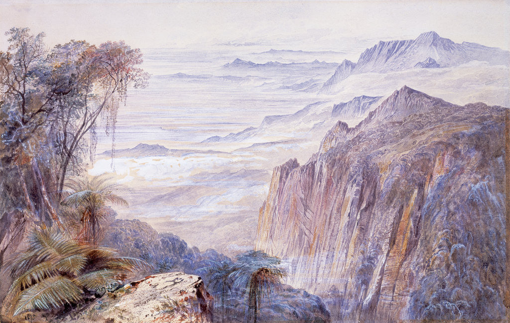 Detail of View near Conoor, Nilcheris, India by Edward Lear