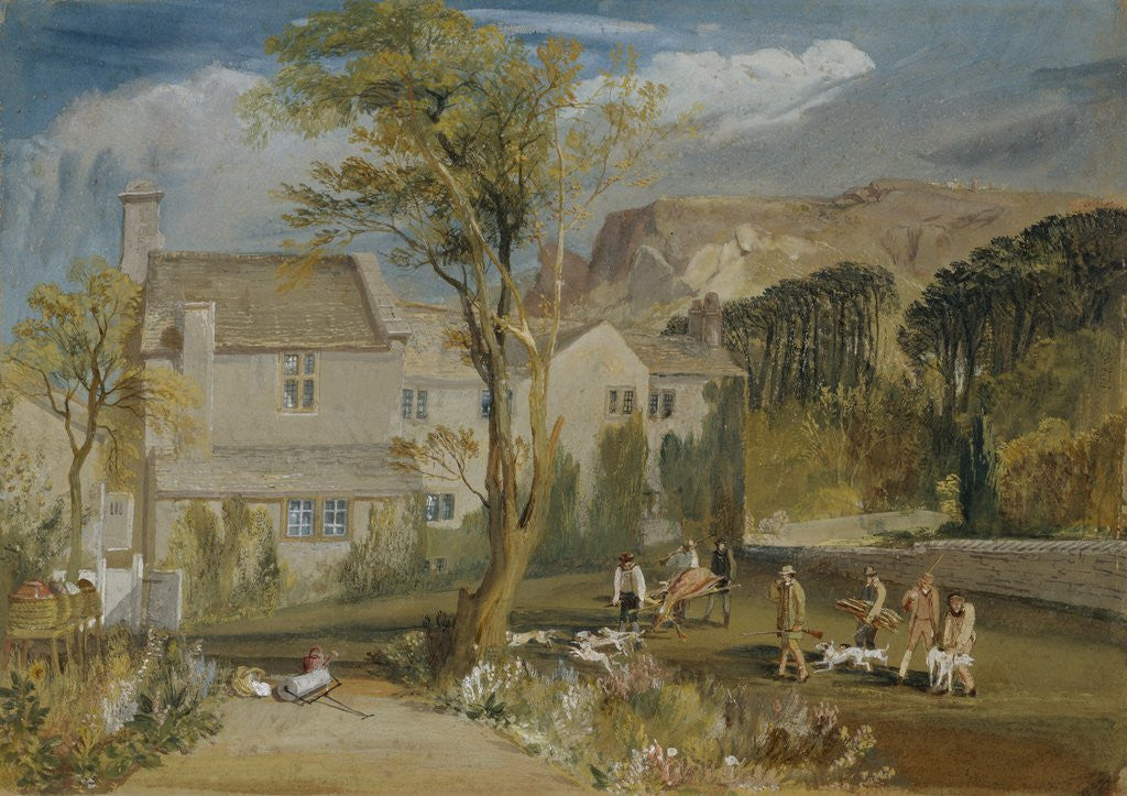 Detail of Caley Hall, Yorkshire with Stag Hunters Returning Home by Joseph Mallord William Turner