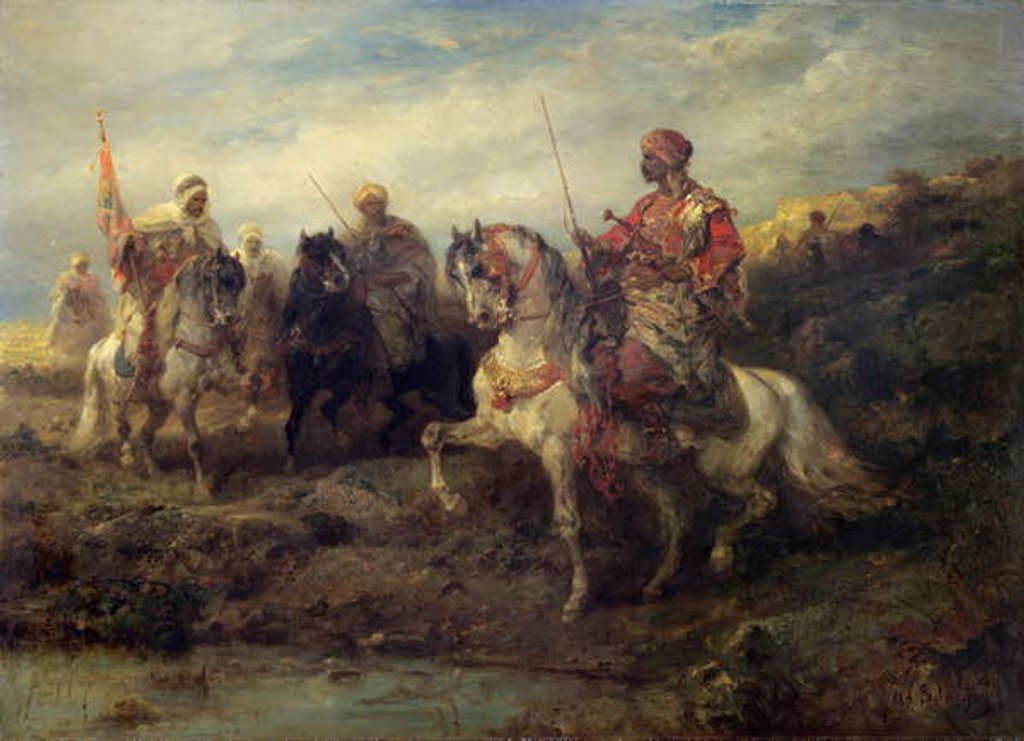 Detail of Arab Warriors on Horseback by Adolf Schreyer