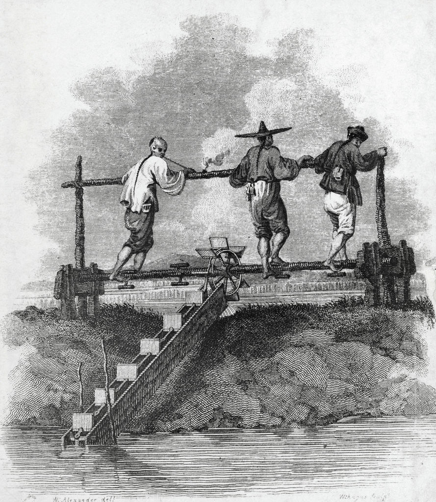 Detail of Farmers Operating Irrigation Machine by Anonymous