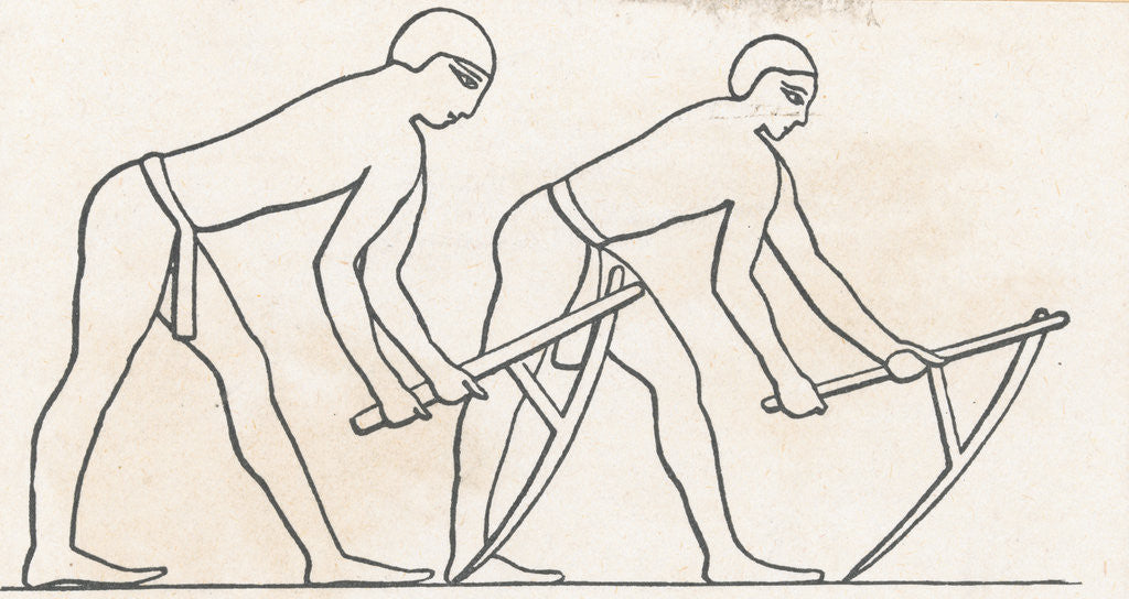 Detail of Farmers Plowing Soil by Anonymous