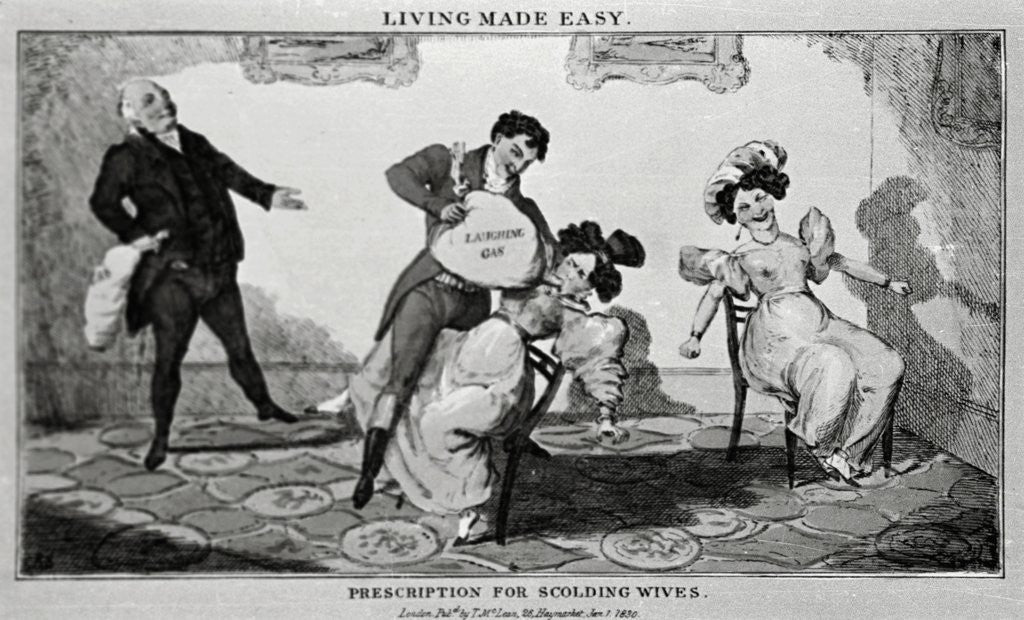 Detail of Woman Inhaling Laughing Gas by Anonymous