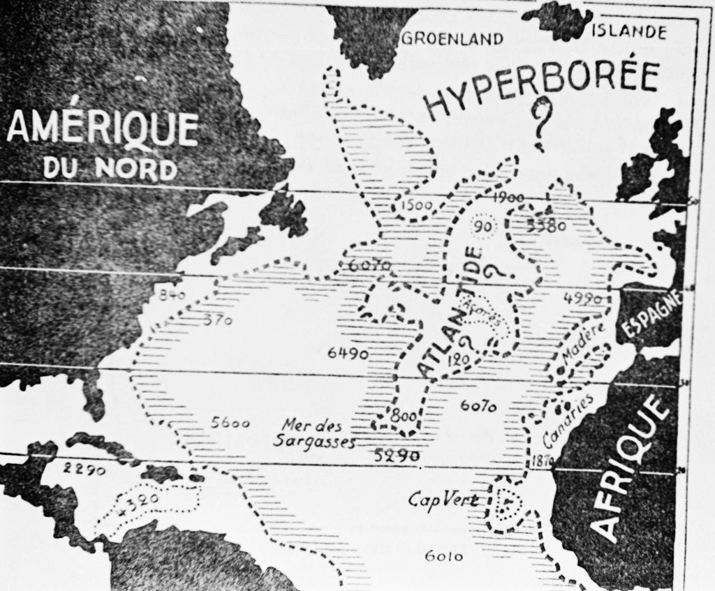 Detail of Map of Mythological Atlantis by Anonymous