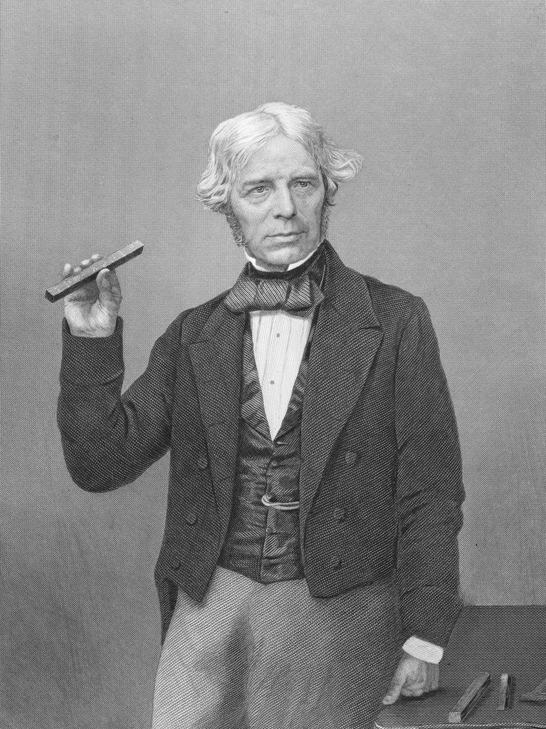 Detail of Michael Faraday Posing with Magnet by Corbis