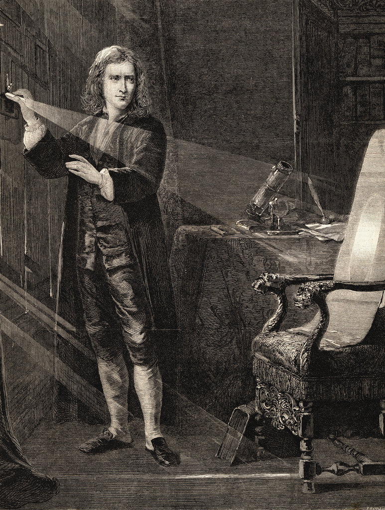 Detail of Isaac Newton Performing Experiment by Anonymous