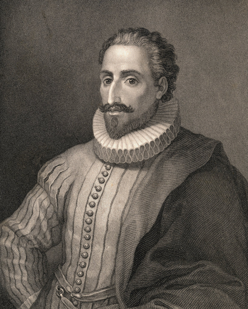 Detail of Portrait of Miguel de Cervantes Saavedra by Anonymous