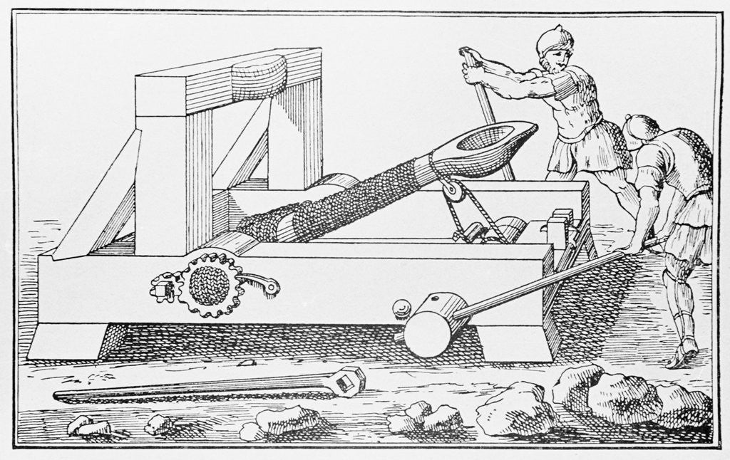 Detail of Drawing of an Early Catapult by Anonymous