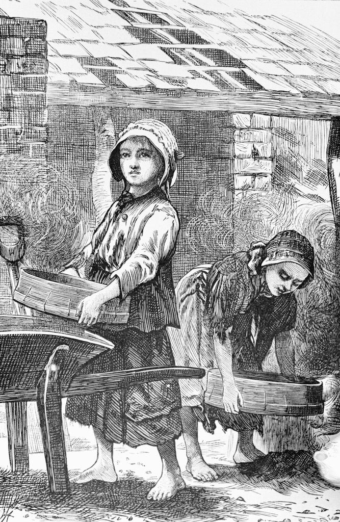 Detail of Engraving of Children Working in a Factory by Corbis