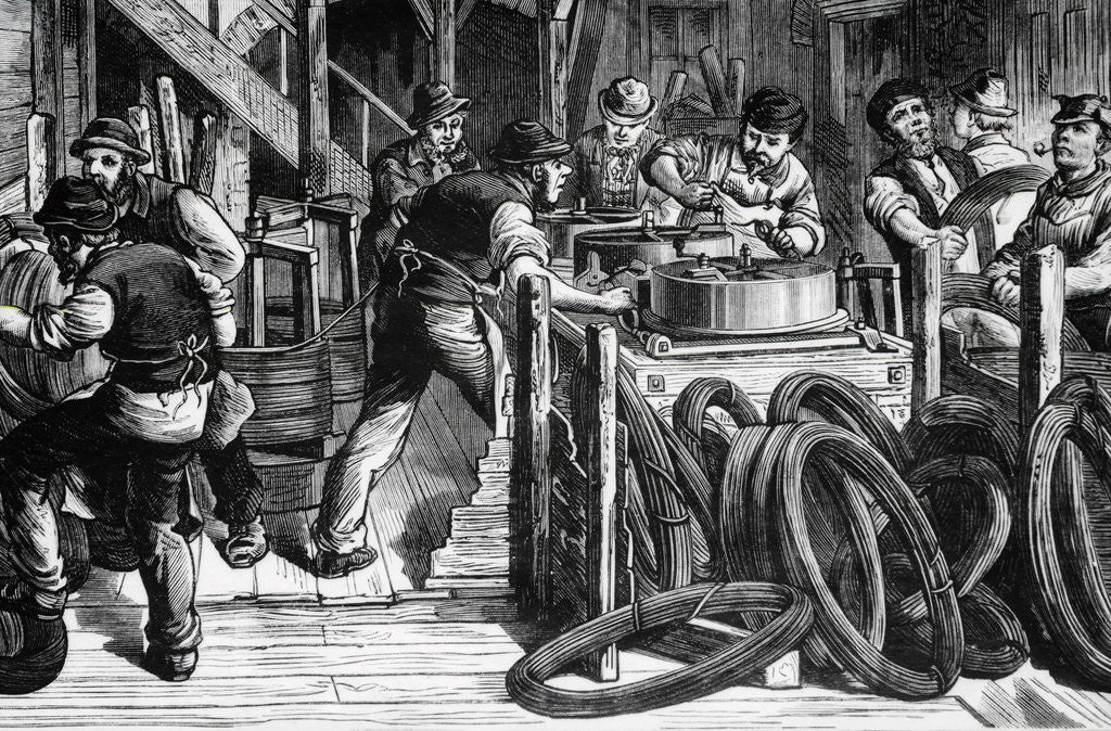 Detail of Manufacturing Wire for Brooklyn Bridge by Anonymous