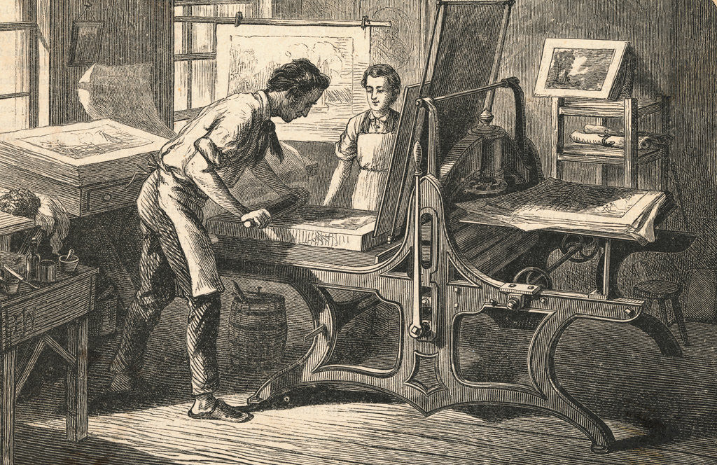 Detail of Master and Apprentice Utilizing Press by Corbis