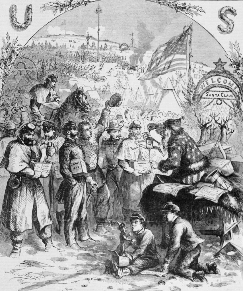 Detail of Santa Claus Visiting Civil War Camp by Anonymous