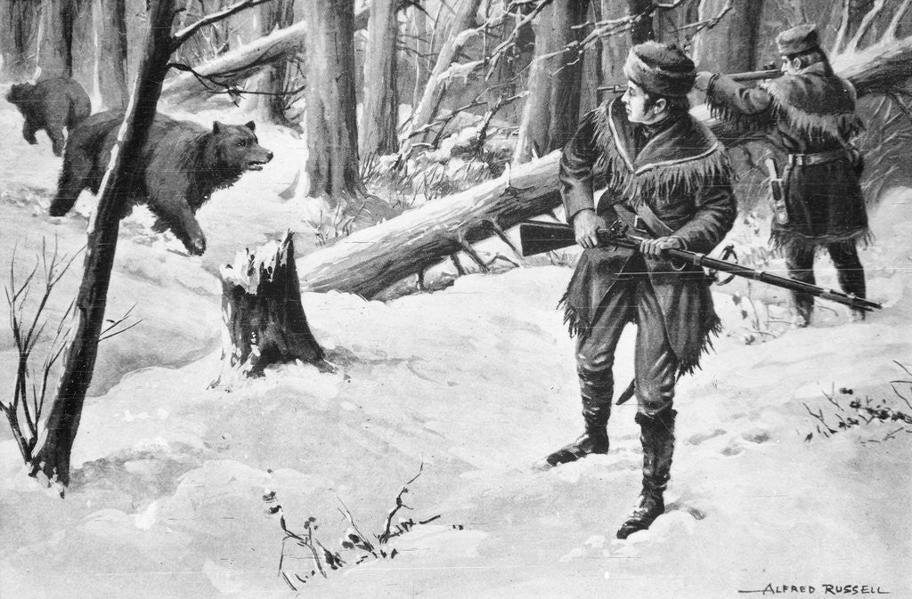 Detail of Painting of Lewis and Clark Attacked by Bears by Alfred Russell