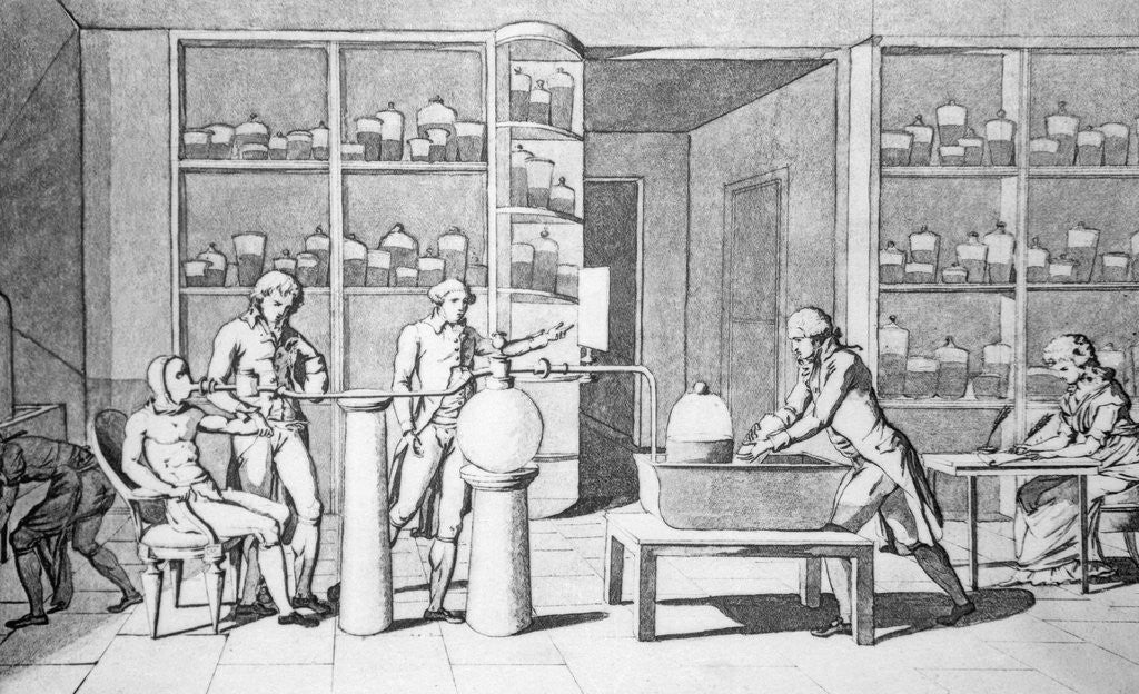 Detail of Antoine-Laurent Lavosier in His Laboratory by Corbis