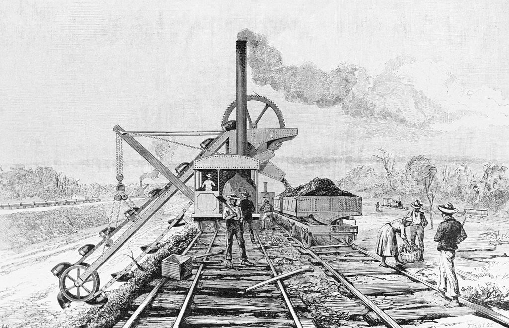 Detail of Engraving of an Excavator Working on the Panama Canal by Anonymous