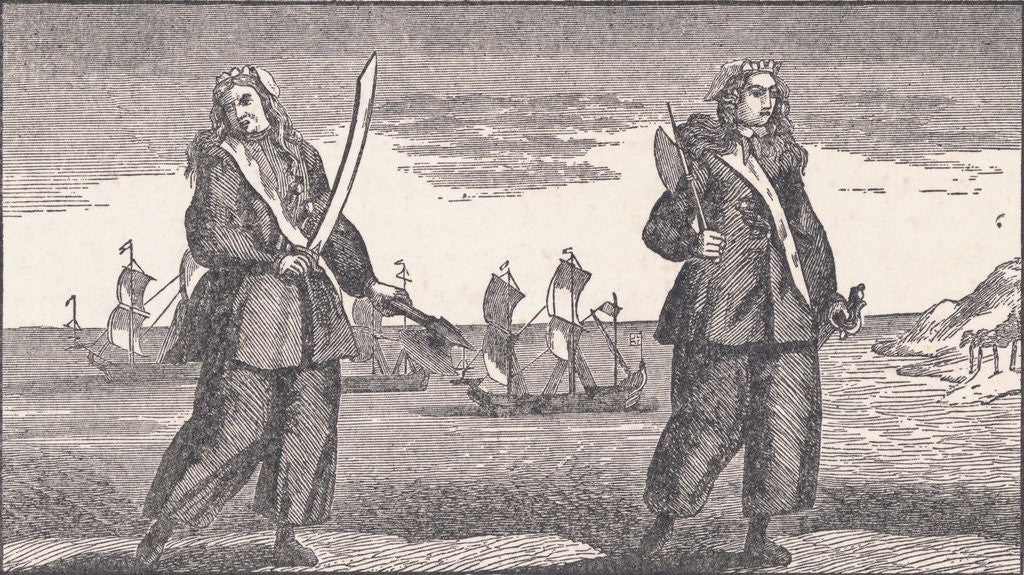 Detail of Illustration of Ann Bonney and Mary Read Dressed as Pirates by Anonymous
