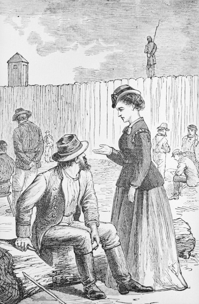 Detail of Illustration of Loretta Velasquez at Johnson's Island Prisoner of War Depot by Anonymous