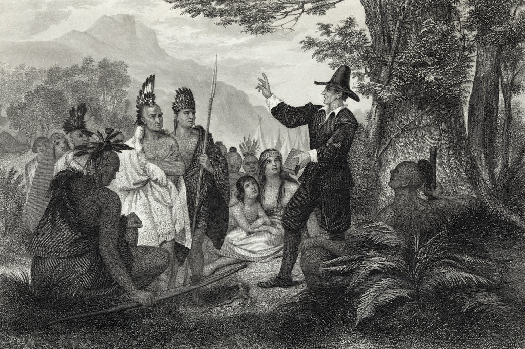 Detail of John Eliot Preaching to Algonquian Indians by Anonymous