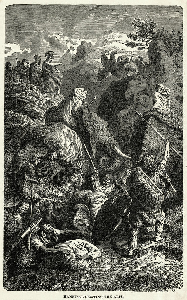 Detail of Engraving of Hannibal Crossing the Alps by H. Leutemann