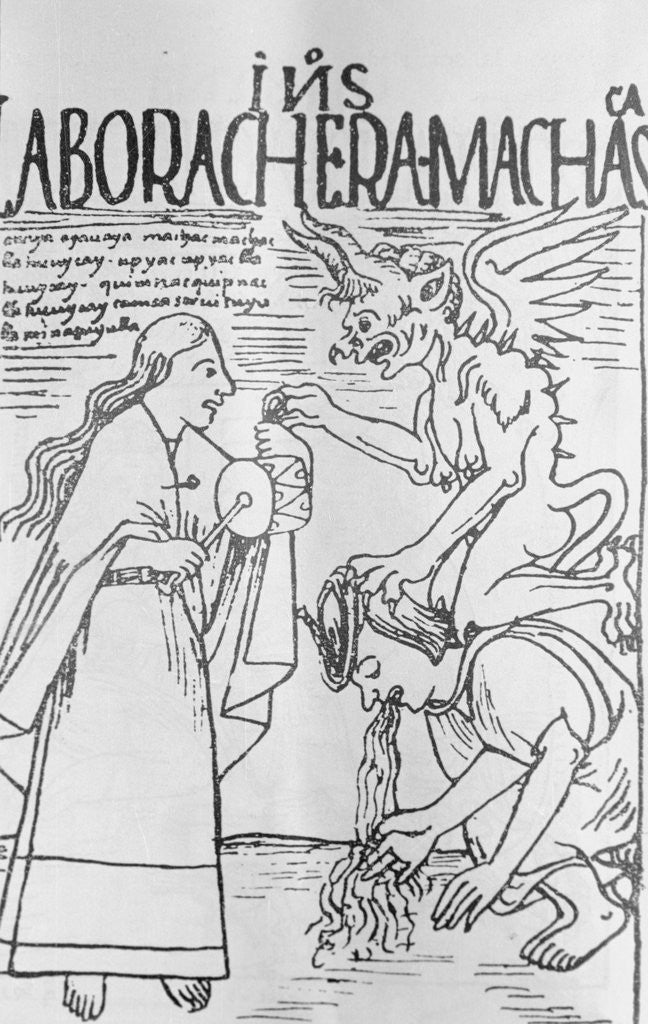 Detail of Depiction of Incan Vomiting from Alcohol by Anonymous