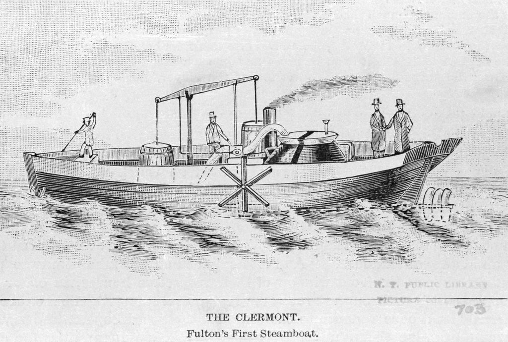 Detail of Illustration of Fulton's First Steamboat by Anonymous