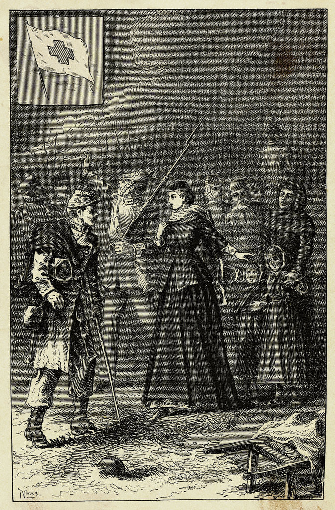 Detail of Illustration of Clara Barton Entering Strasburg with German Army by Corbis
