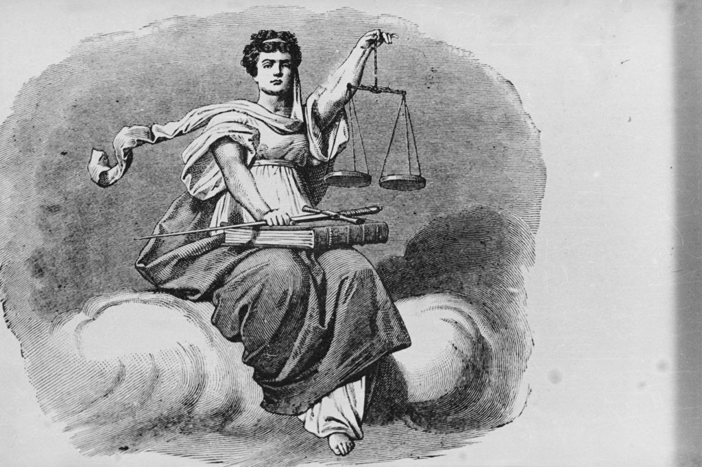 Detail of Woodcut of Justitia, the Goddess of Justice by Anonymous