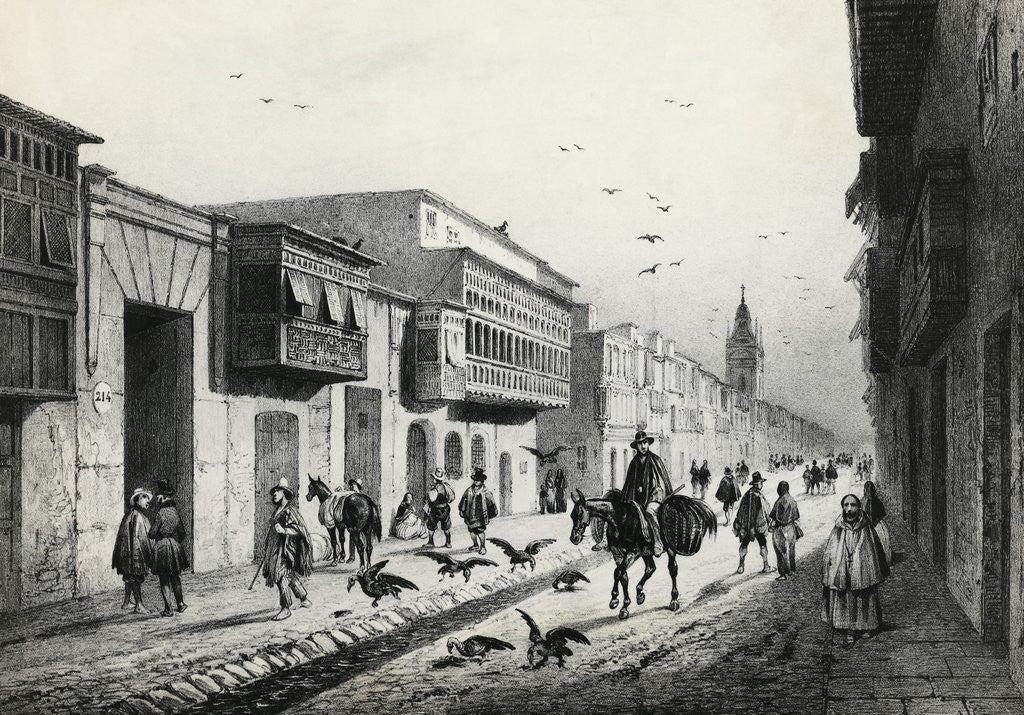 Detail of Street Scene with Travelers and Vultures by Anonymous