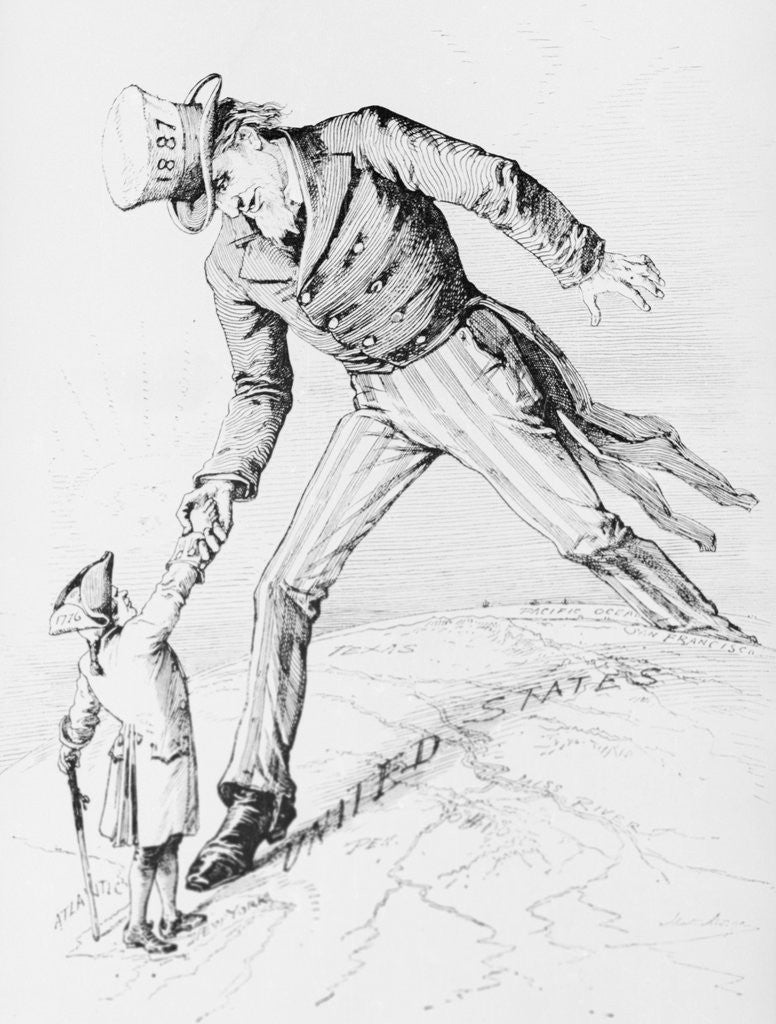 Detail of Depiction of Uncle Sam as 1776 and 1887 by Anonymous