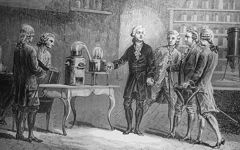 Antoine Lavoisier Showing Water Experiment to Observers by Corbis