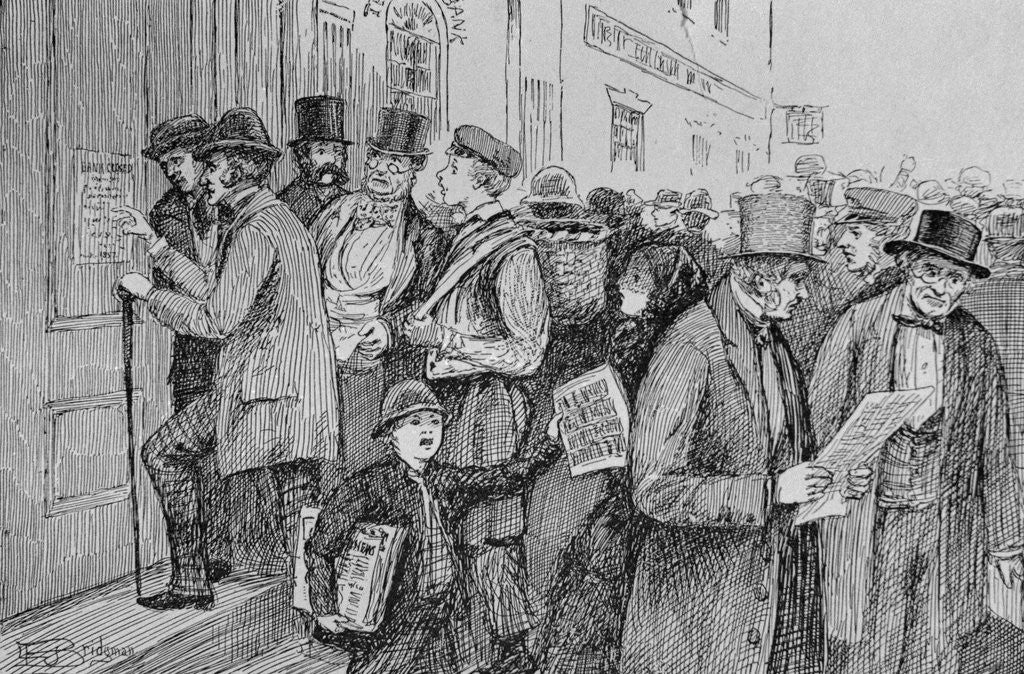 Detail of Illustration of the Closing of New York Banks, 1857 by Corbis